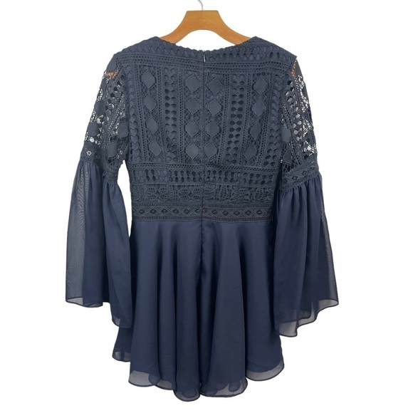 TWO Sisters Alyse Navy Boho Broderie Long Sleeved Dress Size US 6/ AU10 - Picture 5 of 9